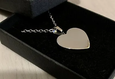 Ladies Heart Necklace With Personalised Engraving Gift Boxed • £9.95