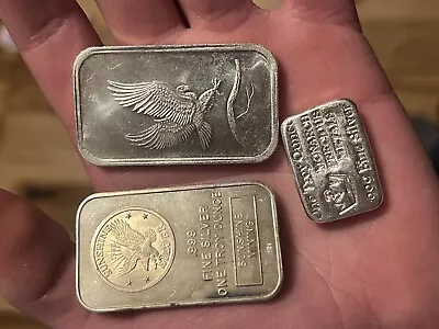 Lot Of (3)  Troy Ounce Silver Bars  • $107.99