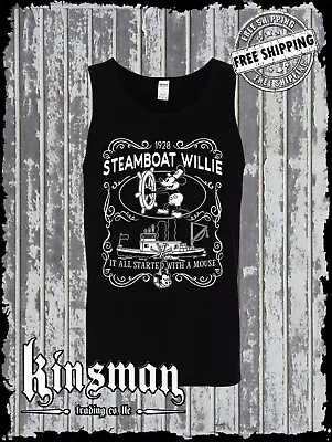 Steamboat Willie Classic Label Tank Top T-Shirt / Cartoon Mouse • $17.95