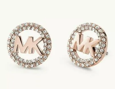 NWT Michael Kors Gold-Tone Logo Pave Stud Earrings MKJX7322710 • $49.99