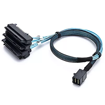 SAS SATA Cable SFF-8643 Internal Mini SAS HD To (4) 29pin SFF-8482 With 15pin • $16.50