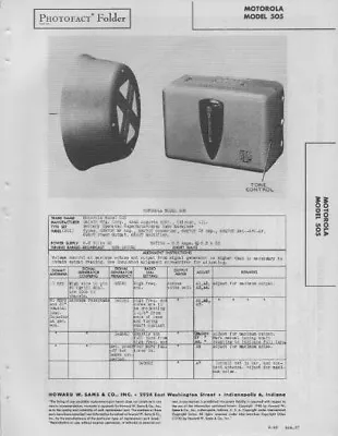 1946 Motorola 505 Auto Universal Radio Service Manual Photofact Schematic Repair • $9.99