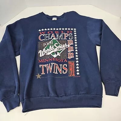Vintage 1991 Minnesota Twins World Series Champions Sweatshirt Size L • $19.99