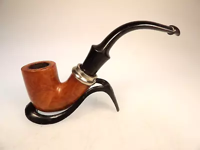 Fisherman 1/2 Bent Dublin Smooth Virgin Natural Briar Pipe Stem Vulcanite Well • $9.99