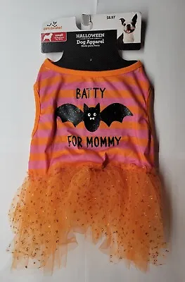 $12.99 • Buy Small Batty For Mommy Halloween Dog Costume Orange Pink With Tulle Tutu