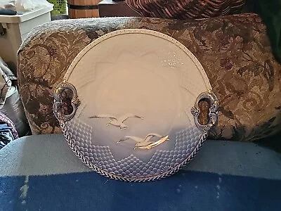 Vtg Bing & Grondahl Kjobenhavn Seagull Cake Cookie Handle Plate B&G Denmark Gold • $38.50