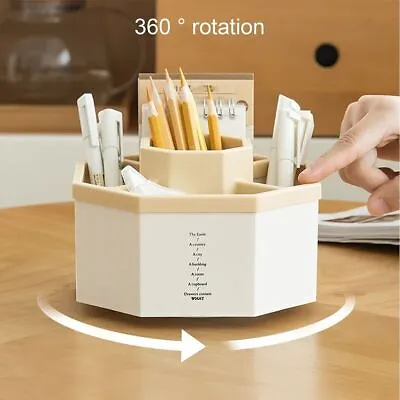 Rotating 360° Pen Holder Desk Tidy Organizer Pencil Pot Makeup Brush Storage Box • £7.25