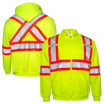 Men's High Visibility Safety Sweater Two Tone Lime / Yellow With X On Back • $35.88