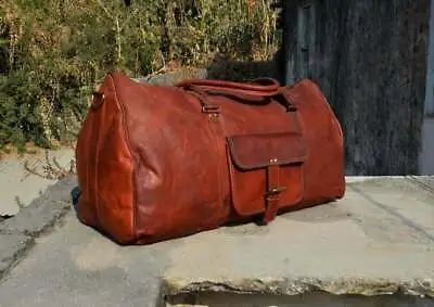$53.50 • Buy Leather Bag Duffel Travel Men Luggage Gym Vintage Genuine Weekend Overnight New 