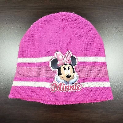 Disney Minnie Mouse Knit Beanie Hat Cap Pink Striped Winter Girls One Size • $3.71