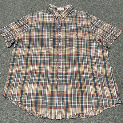 Polo Ralph Lauren Shirt Men's XXL Indian Madras Plaid Short Sleeve Button Up • $24.99