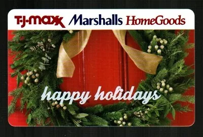 T.J.MAXX / MARSHALLS / HOME GOODS Happy Holidays Wreath ( 2016 ) Gift Card • $2.50