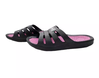 ACU Women's Black/Pink Slip-on Sandal Size 9 Massaging Insole Waterproof Slides • $11.99