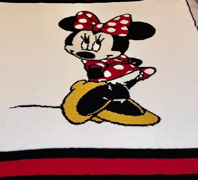 Minnie Mouse Disney Knit Afghan Queen Twin Bedspread Throw Bedding Comforter • $100