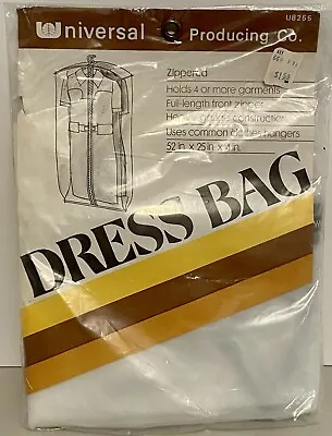 Universal Vintage Dress Bag 52 In. X 25 In. X 4 In. Zippered 4+ Garments NOS • $17.15