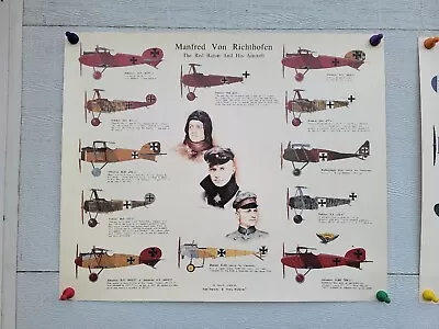 Manfred Von Richthofen The Red Baron & His Aircraft Poster • $45
