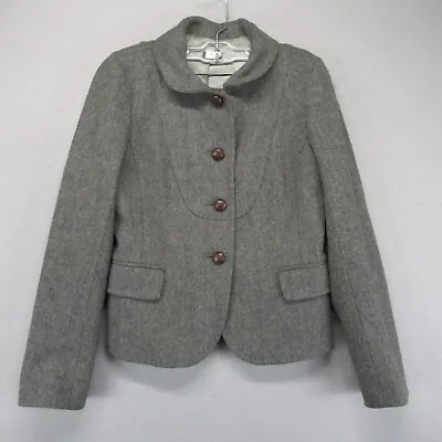 J Crew Coat Womens 6 Small Gray Herringbone Collar Blazer Sports Jacket * • $35.95