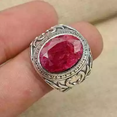 Lovely Ruby Stone Handmade 925 Sterling Silver Men's Surprise Ring All Size D122 • $15.91