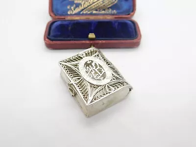 Arabic Sterling Silver Book Form Filigree Locket Pendant Antique C1940 Art Deco • £45