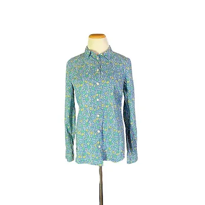 J. By J. Crew Size S Blue Floral Button-Up Shirt Long Sleeve Cotton K3365 • $16.19