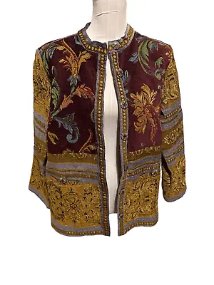 Vintage Sag Harbor Tapestry Brocade Boho Blazer Jacket Colorful Size 10 Euc • $50