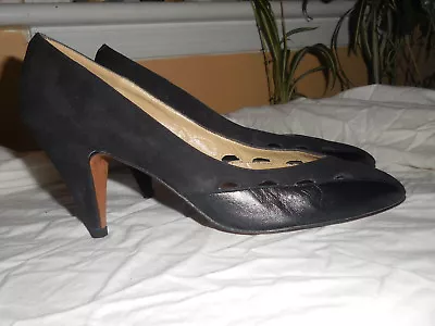 PALIZZIO / MICHAEL G. ABRAMS WOMEN'S BLACK SUEDE & LEATHER HEELS Size 7.5 AA • $15