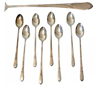 WM ROGERS IS Set 8 Iced Tea 8  Spoons Silverplate DEVONSHIRE Mary Lou Pattern • $24.94