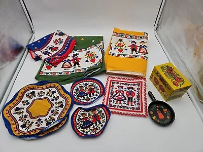 Vintage Italian Swiss Style Pennsylvania Dutch Folk Art Floral Tablecloth Lot • $55