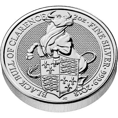 2oz Silver Queens Beasts Coin Black Bull Of Clarence 2018 In Capsule QBBB12 • £67