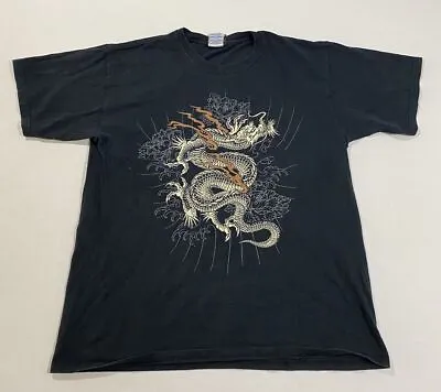Vtg Miami Ink T-Shirt Size Large Black Y2K Dragon Tattoo Grunge AG3 • $38