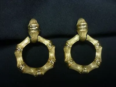 Vintage Avon Bamboo Door Knocker Clip On Earring Set Estate Jewelry 23I013 • $19.99