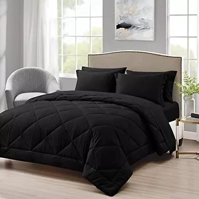 Full/queen Comforter Set Black 7 Pieces Queen Bed In A Bag All Season Full/queen • $54.69