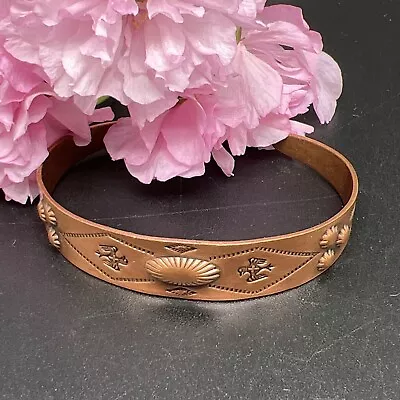 VTG Signed Copper Bell Bracelet Southwest Solid Copper Stamped Cuff 4355 • $12.99