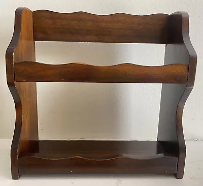 Vintage Wooden Spice Rack Hanging Shelf Tabletop 2 Tier Holds Large Bottles • $31.99