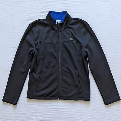 LACOSTE Sport Track Jacket Women 6 XL Black Full Zip Fleece Lined Softshell • £38.54