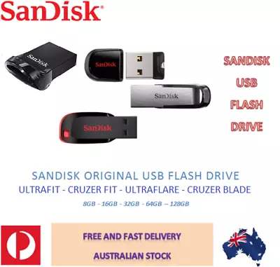 SanDisk USB Flash Drive 8GB 16GB 32GB 64GB 128GB USB 3.0 USB 2.0& Microsd Reader • $3.01