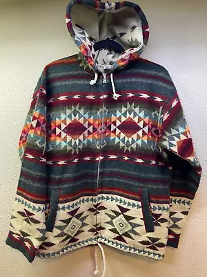 Vintage Tejidos Ruiz Alpaca Wool Full Zip Sweater Jacket Hoodie M Ecuador • $45