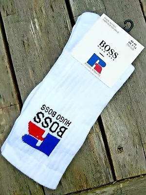 £26.50 • Buy Genuine HUGO BOSS RUSSELL ATHLETIC White SPORTS Socks Crew Cotton Boss5