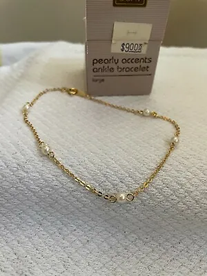 Avon Vintage 1990 Pearly Accents Ankle Bracelet  - Large • $5