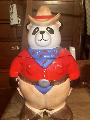 Neiman Marcus Panda Bear Cowboy Cookie Jar Western Hand Painted  • $24.99