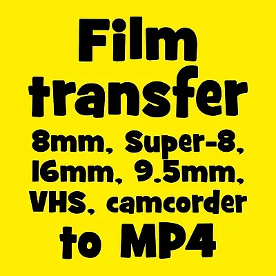 Cine Film Transfer Converted 8mm Super 8 16mm 9.5mm VHS Camcorder - Digital MP4  • £5