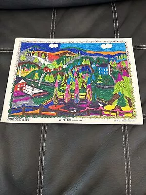 Vintage Doodle Art Coloring Poster Winter Colored 1974 RARE 15x11 • $36.44