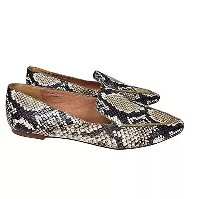 Madewell Frances Skimmer Snake Print Pointed Flats Embossed Leather Women's 7 • $50