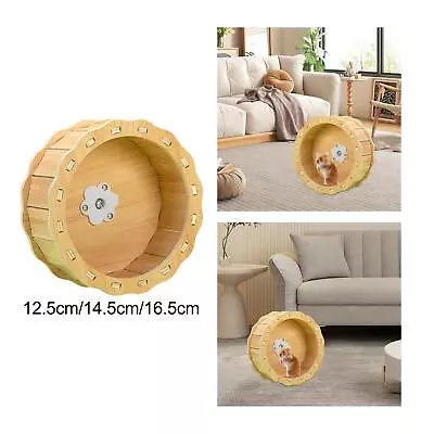 Rotary Runner Small Pet Wooden Rotary Jogging Wheel Silent Hamster Exercise • £8.40