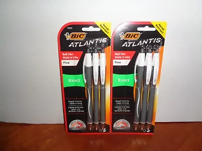£9.95 • Buy 6 BIC Atlantis Exact Retractable Ballpoint Pen, Fine (0.7 Mm) Black 2-3 Packs