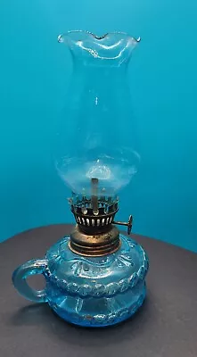 Stunning Blue Glass Mini Lantern With Glass Chimney • $21