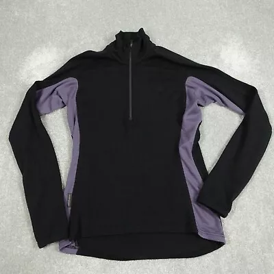 Icebreaker Merino Womens Jumper Medium Black Purple 1/4 Zip Wool • £39.99