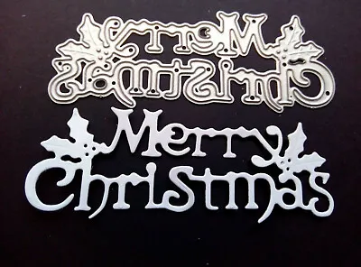 £4.49 • Buy Merry Christmas Sentiment Die Holly Detail Metal Cutting Die UK Seller Fast Post