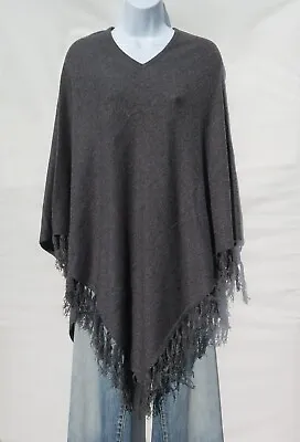 Cashmere | Poncho | Knit | V-Neck | Handmade | Natural| B+ Yarn| Charcoal & Gray • $82.80