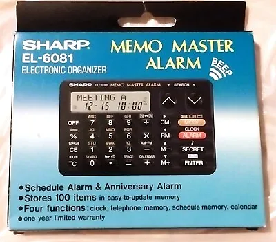 New - Sharp El-6081 Memo Master Alarm Clock Electronic Organizer - Japan • $99.95
